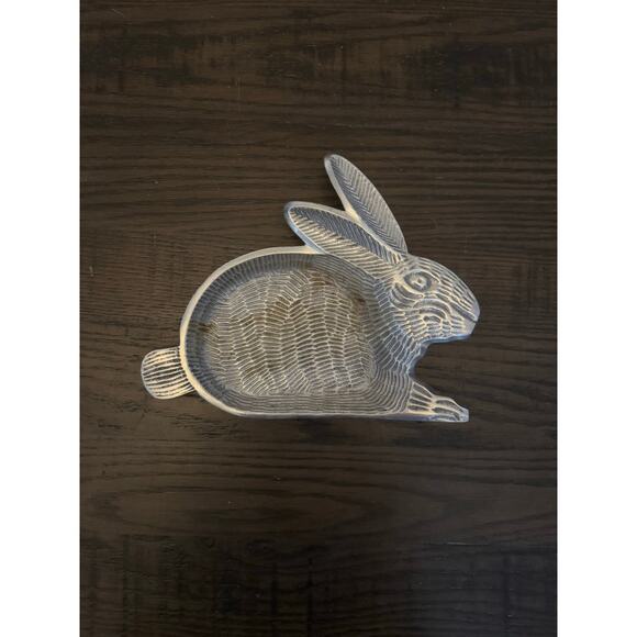 Vintage Silver-Pewter Metal Easter Bunny Candy Dish – Decorative Plate - Picture 1 of 7
